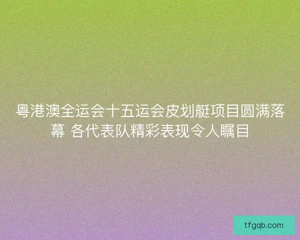 粤港澳全运会十五运会皮划艇项目圆满落幕 各代表队精彩表现令人瞩目 粤港澳全运会十五运会皮划艇项目圆满落幕 各代表队精彩表现令人瞩目
